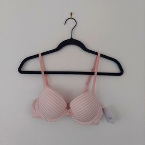 Auden The Everyday Bra, pink and white striped NWOT